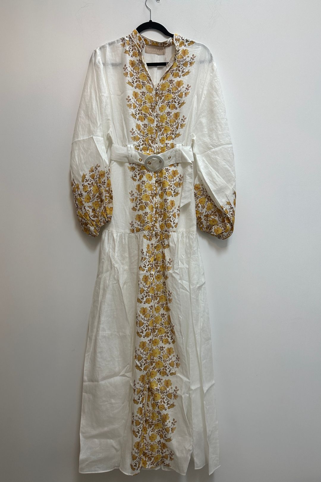 Floral Meadow Long Sleeve Maxi Dress in White