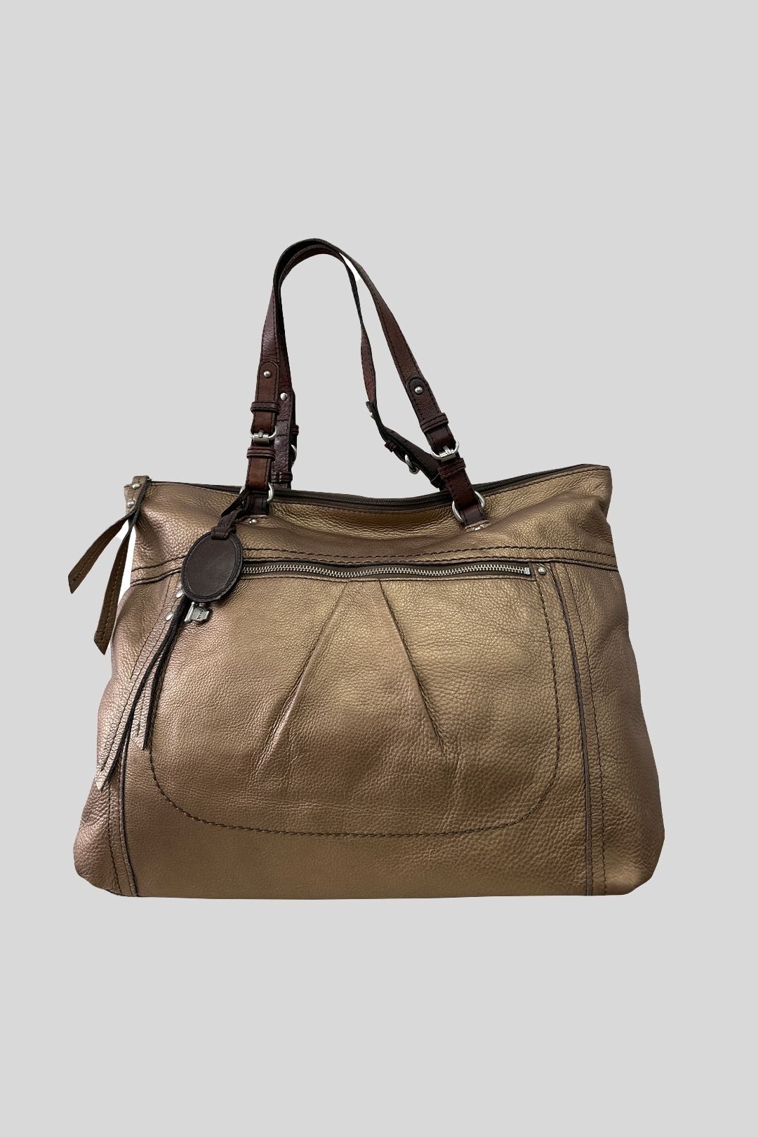 Fossil -  Metallic Bronze Leather Tote Bag