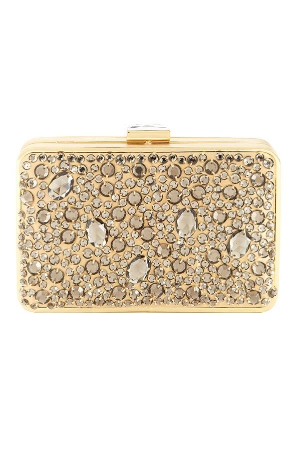 Franchi - Gold Jewel Box Clutch - Gold - Front