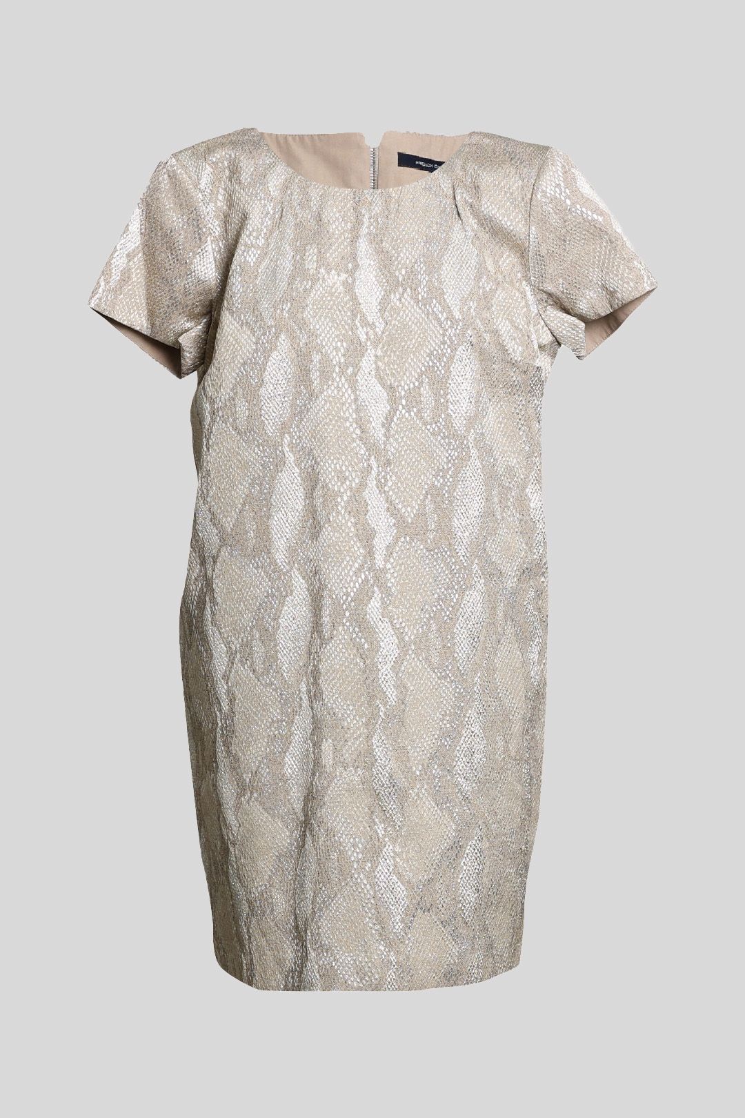French Connection  Metallic Gold Shift Dress in Snake Print