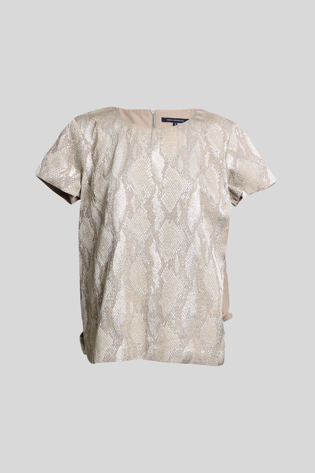 French Connection  Metallic Gold Top in Snake Print