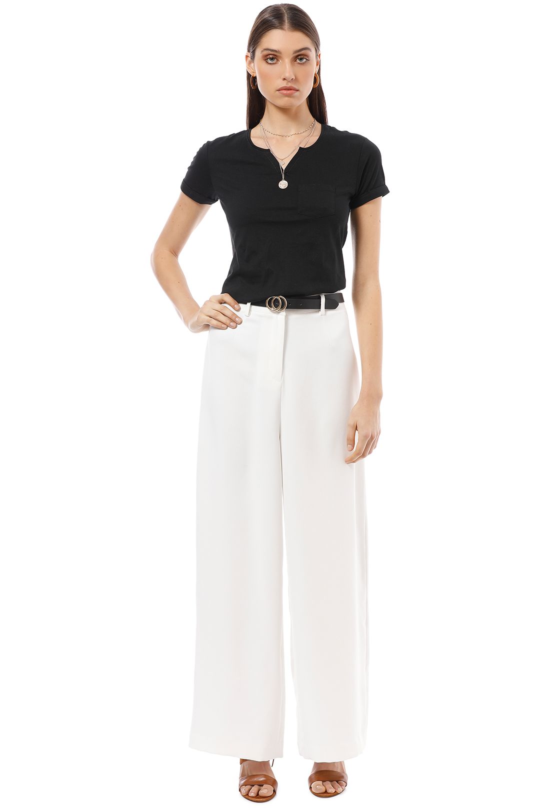 Friend of Audrey - Anya White Palazzo Pants - White - Front
