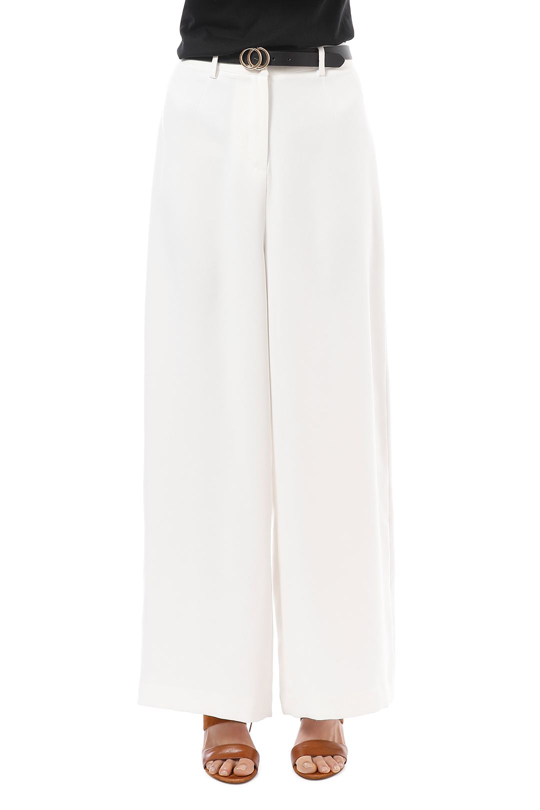 Friend of Audrey - Anya White Palazzo Pants - White - Front Detail