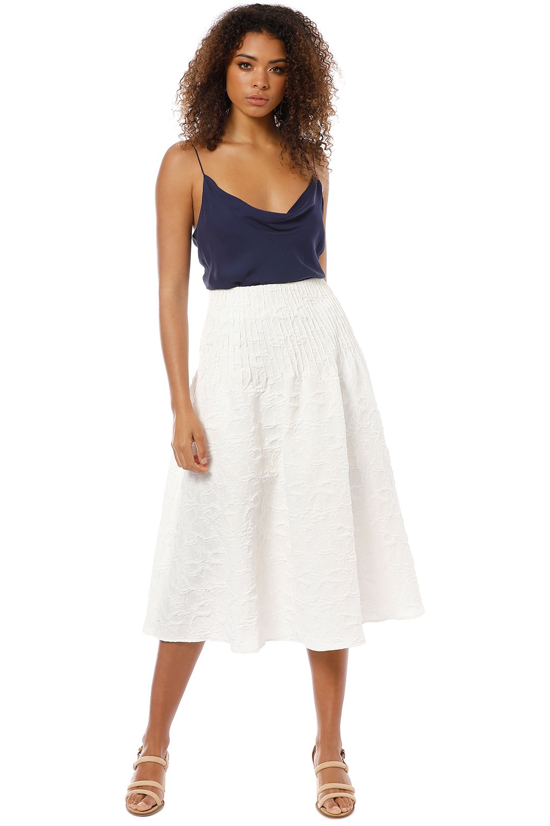 Friend of Audrey - Brooke Textured Full Skirt - White - Front