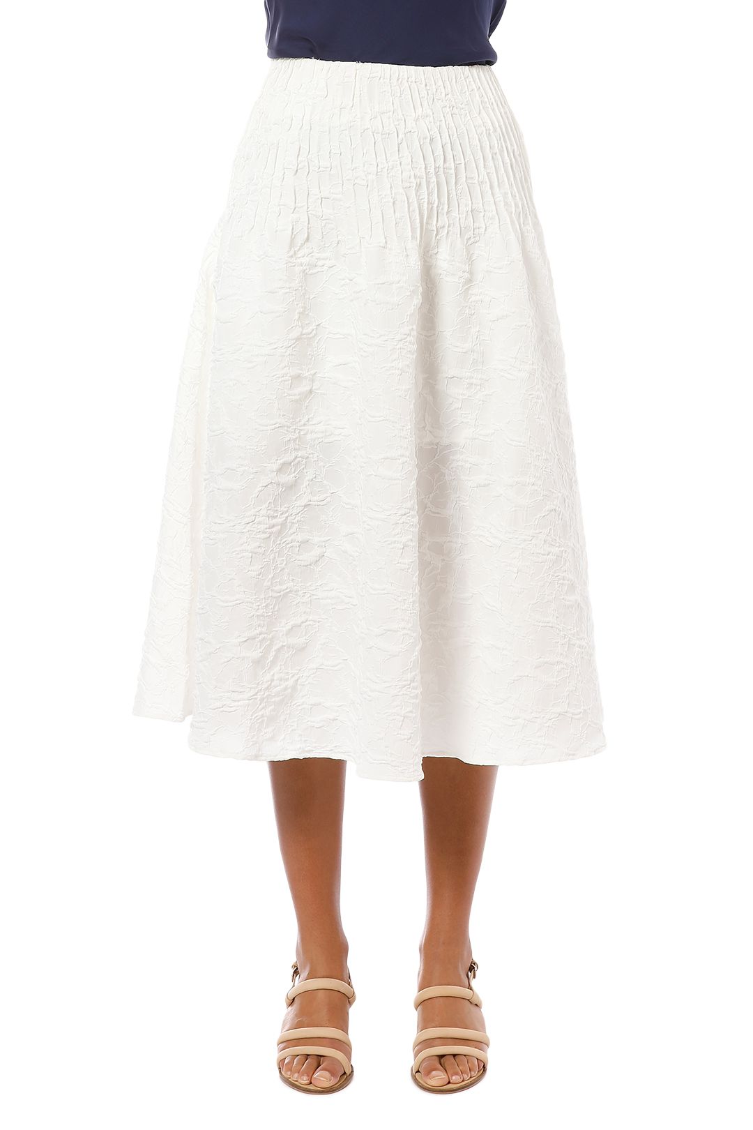 Friend of Audrey - Brooke Textured Full Skirt - White - Front Crop