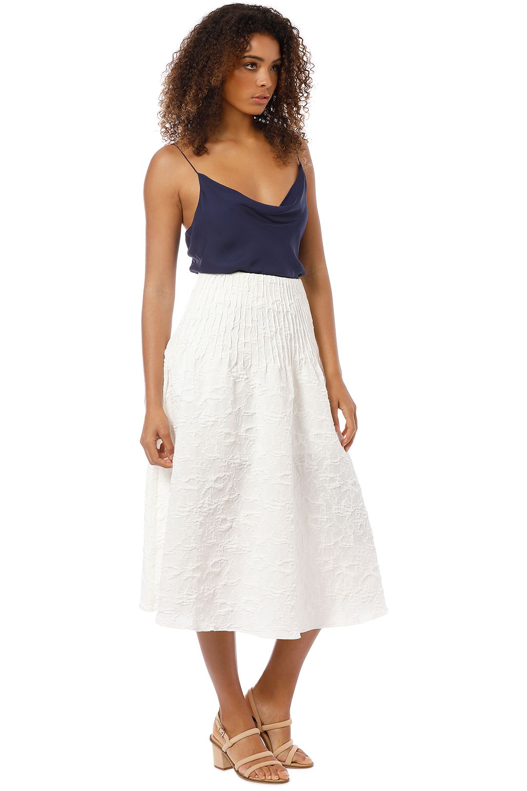 Friend of Audrey - Brooke Textured Full Skirt - White - Side
