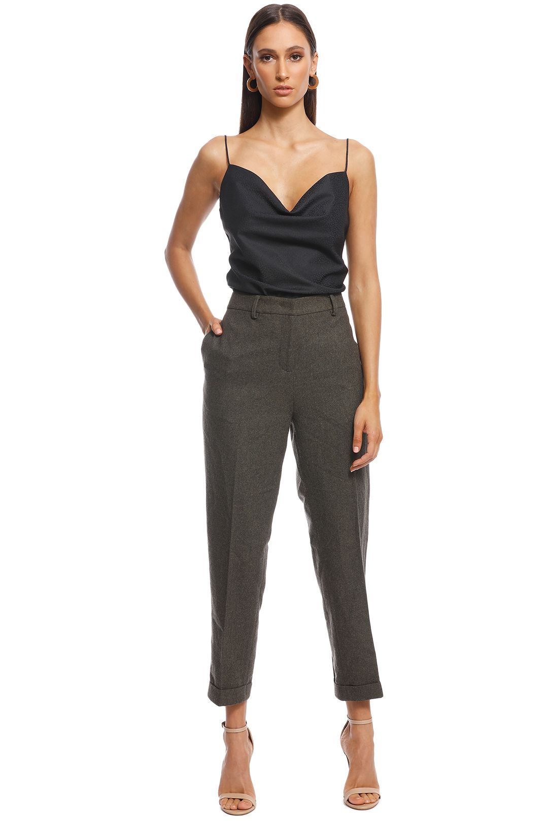 Friend of Audrey - Ellen Wool 7/8 Trousers - Khaki - Front