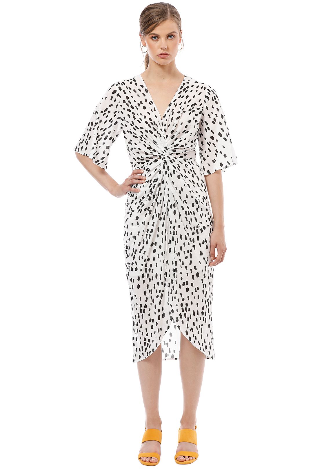 Friend of Audrey - Lucie Polka Dot Wrap Dress - White - Front