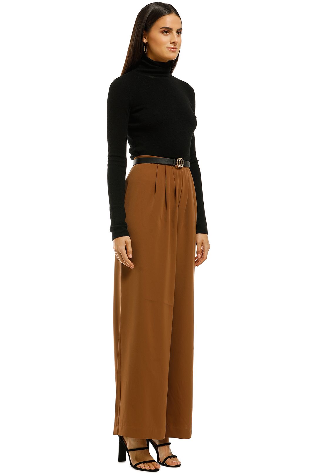 Friend of Audrey - Pleated Wide Pant - Tan - Side