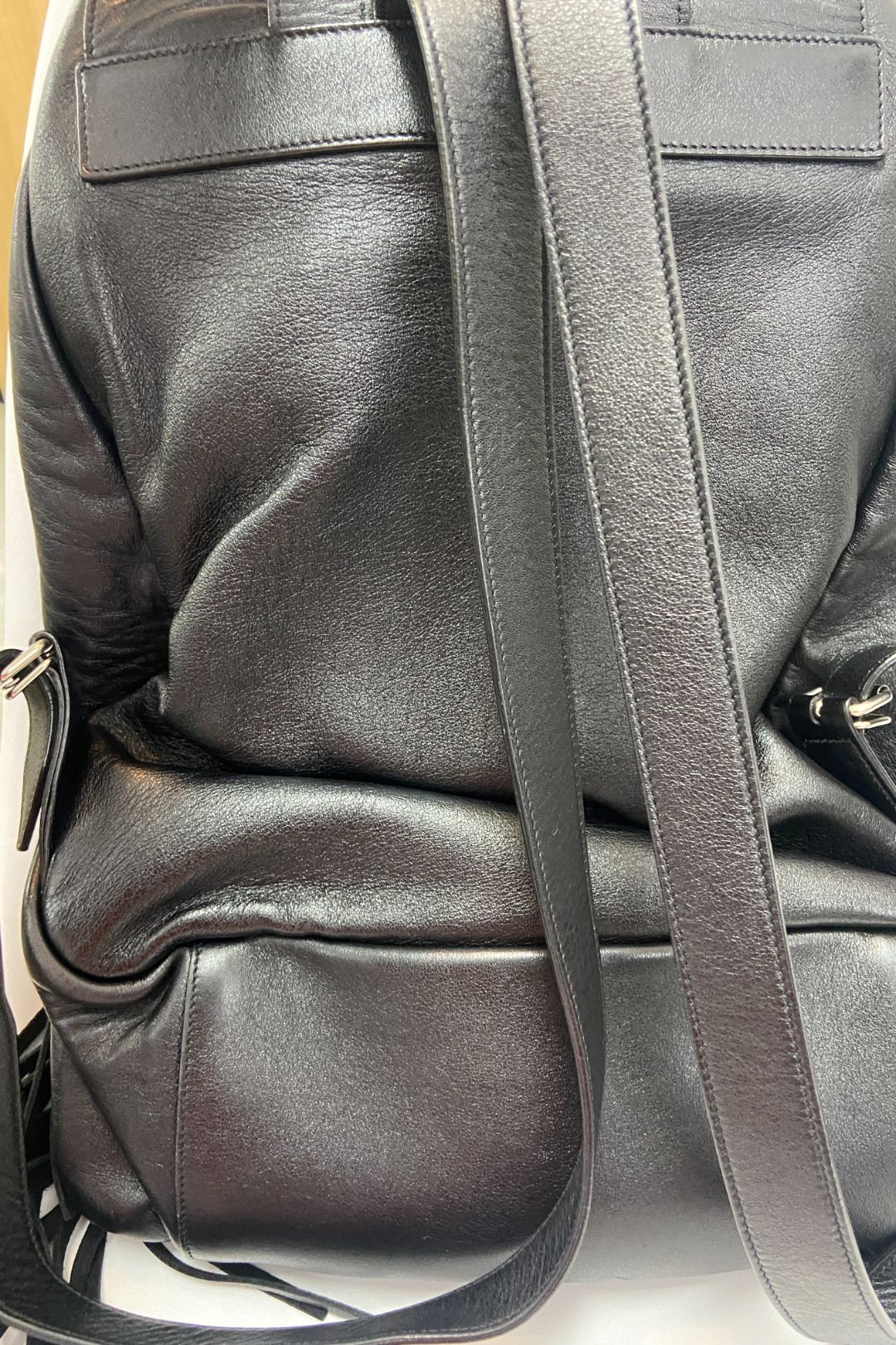 Fringe Leather Backpack in Black