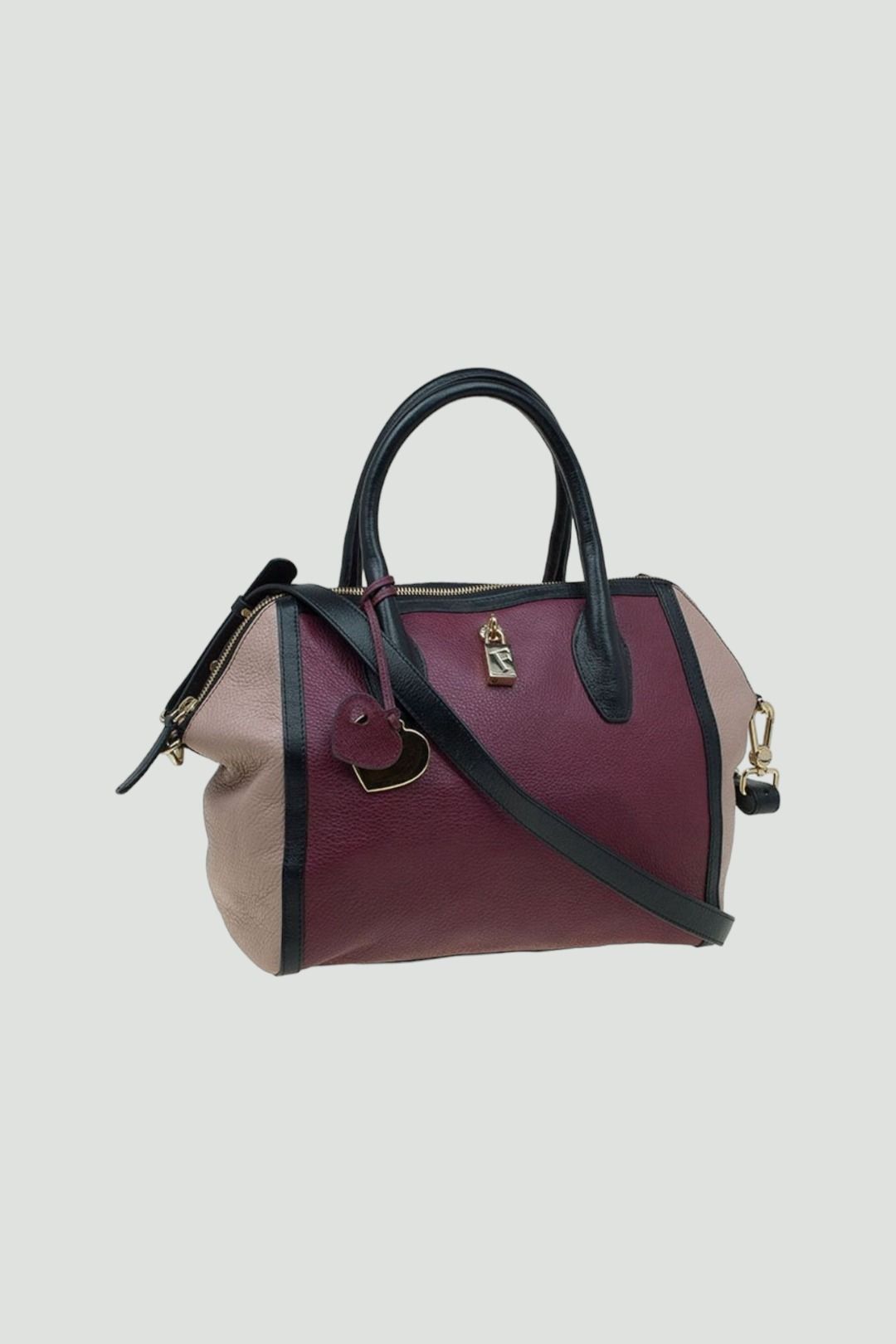 Furla Bi Color Pebbled Leather Satchel 