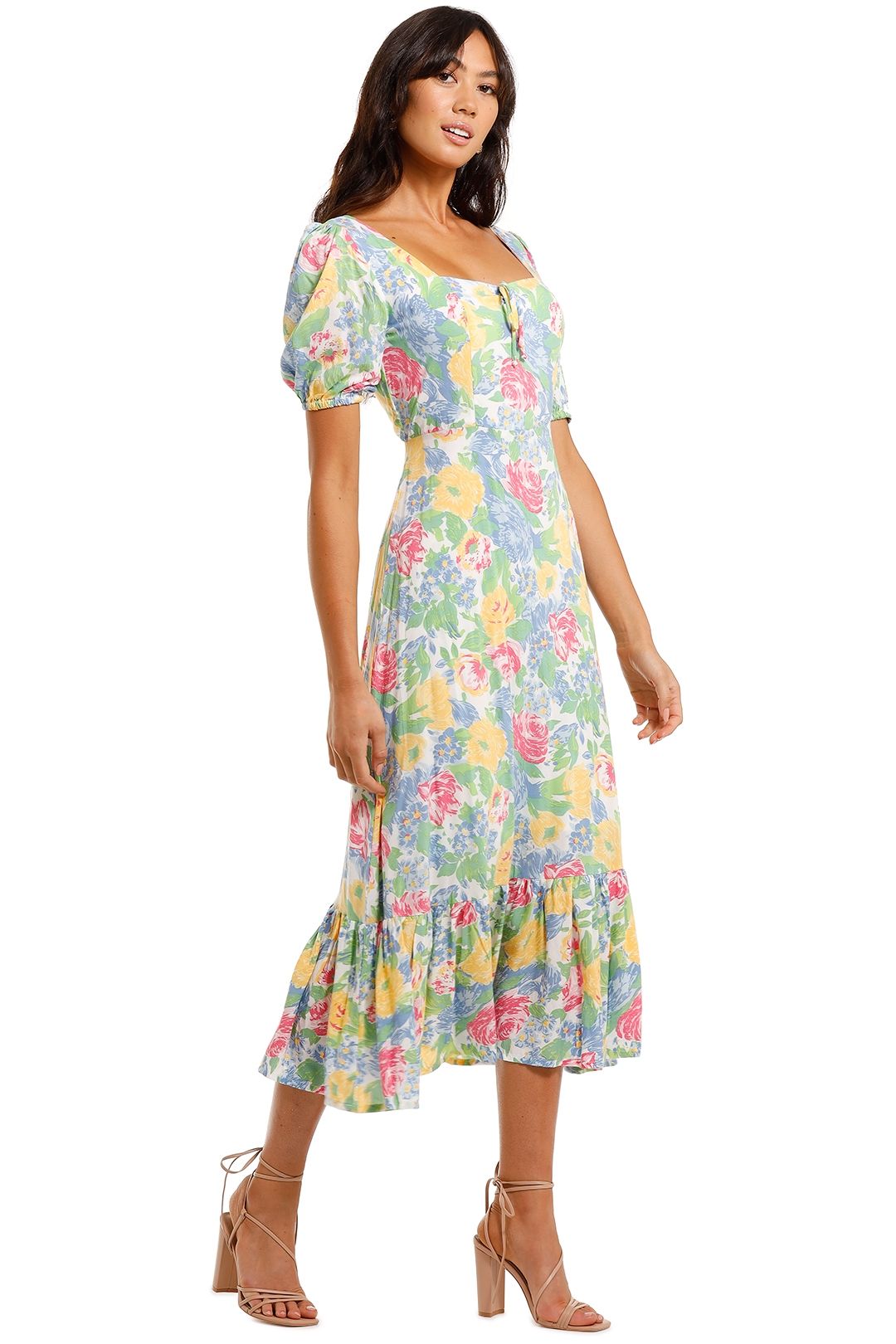 Gabriela Midi Dress Traina Floral Short Sleeve