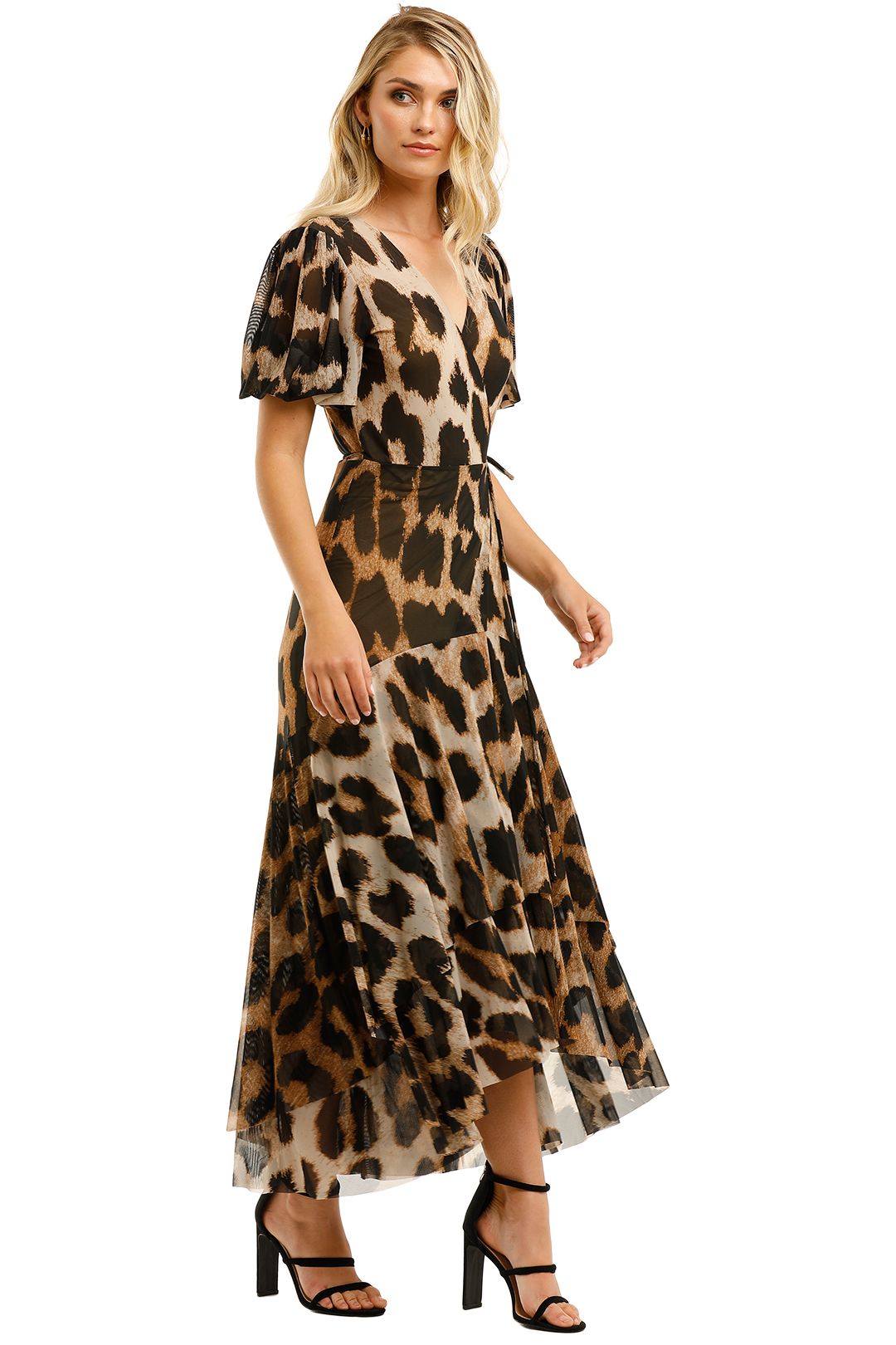 Leo Sleeves Maxi Dress in Leopard by Ganni for Hire | GlamCorner