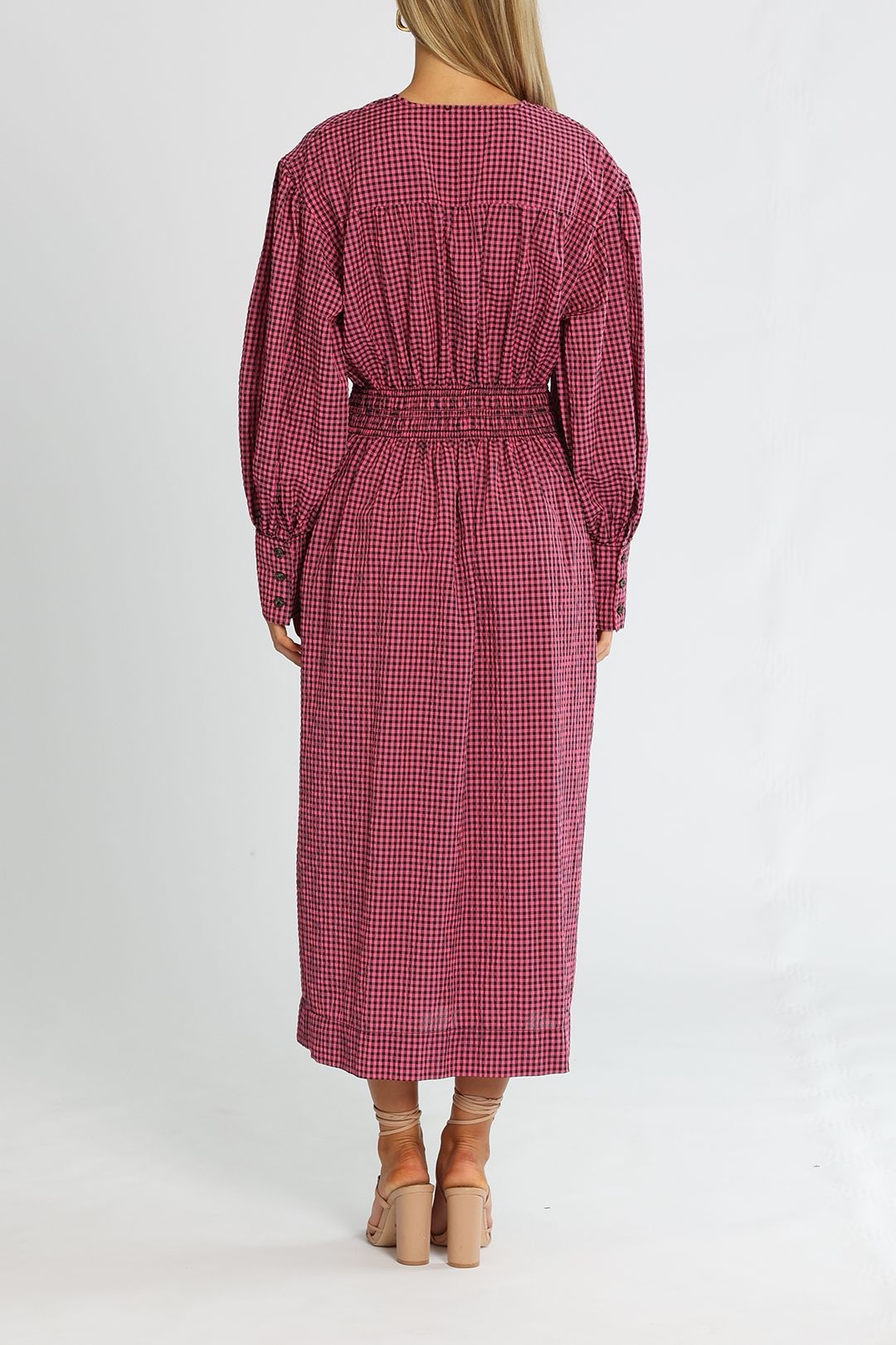 Ganni Carmine Midi Dress Elastic Waist