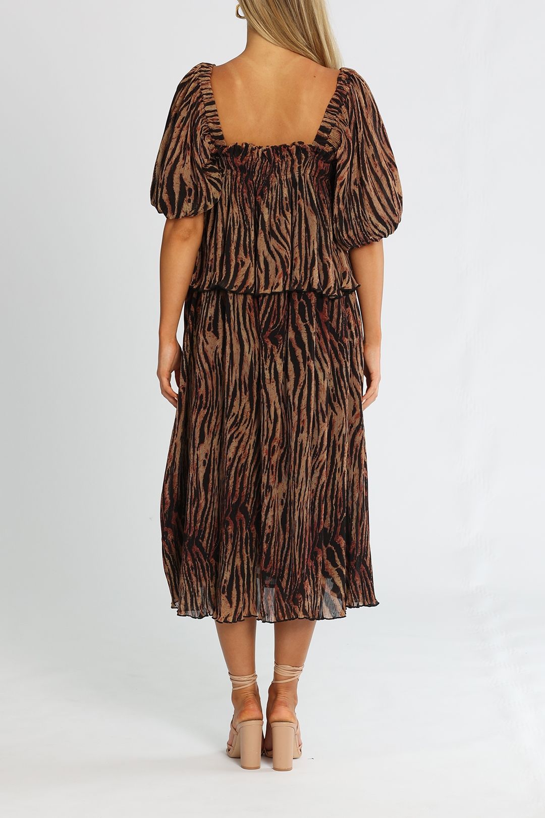 Ganni Tiger Pleat Dress Midi