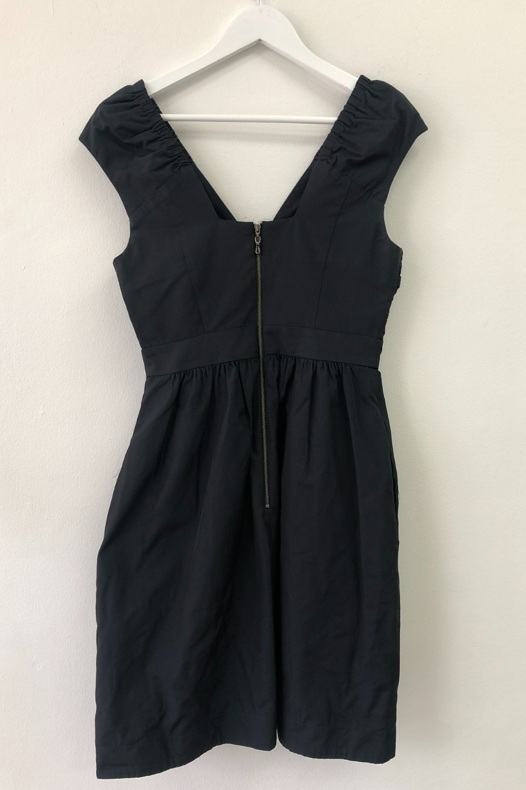 Cue Gathered Detail Black Mini Dress