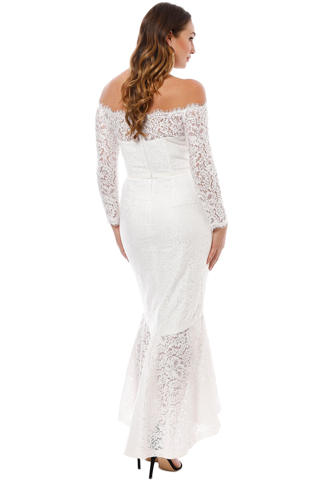 George - Sofia Mermaid Hem Gown - White - Back