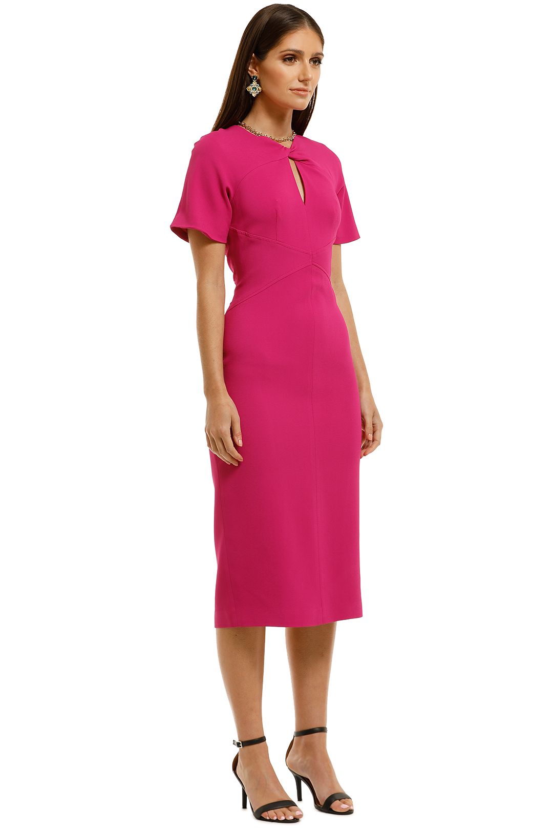 Ginger-and-Smart-Advocate-Fitted-Dress-Fuschia-Side