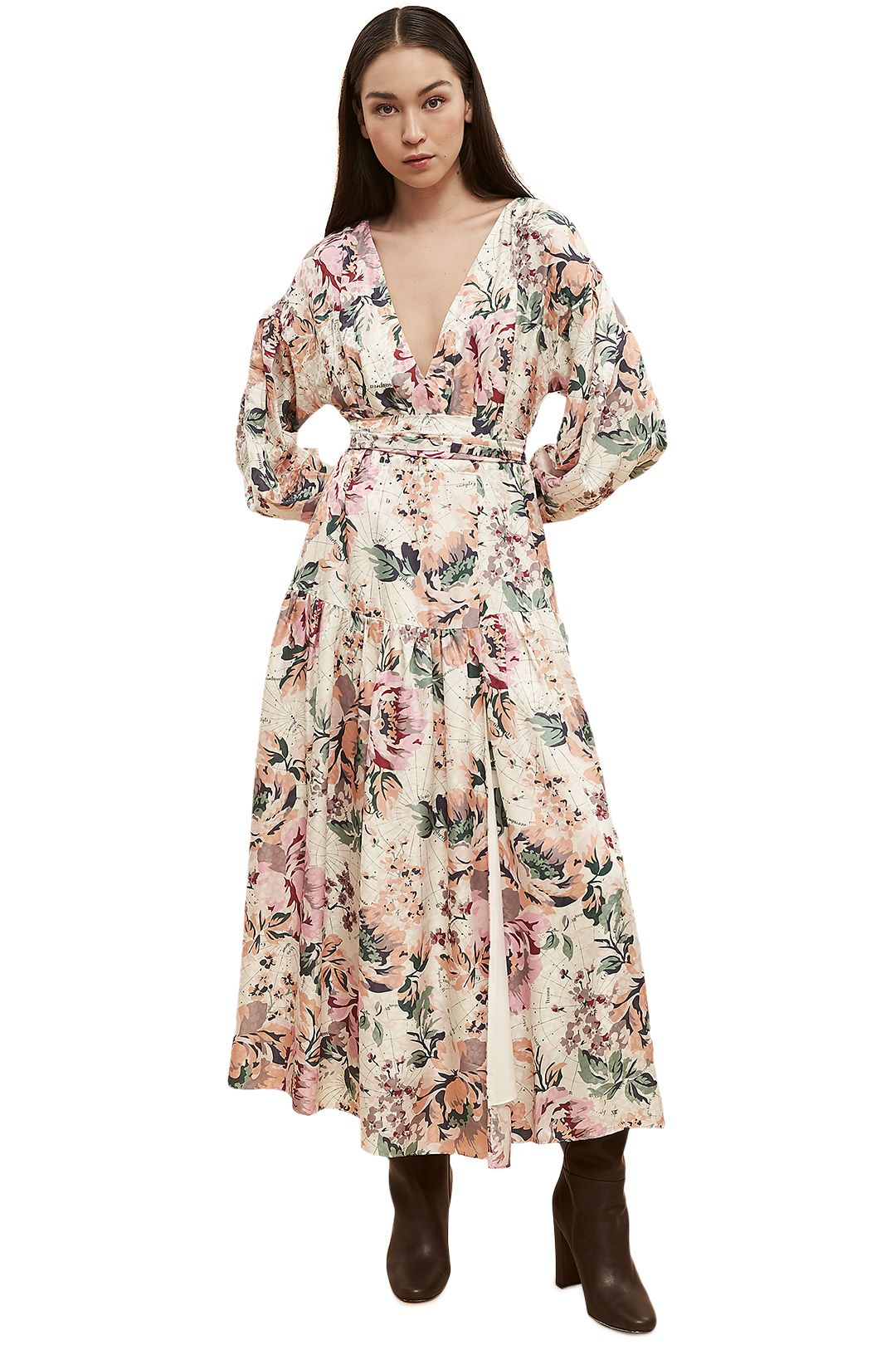 Floral Charts Wrap Dress by Ginger and Smart to Buy | GlamCorner