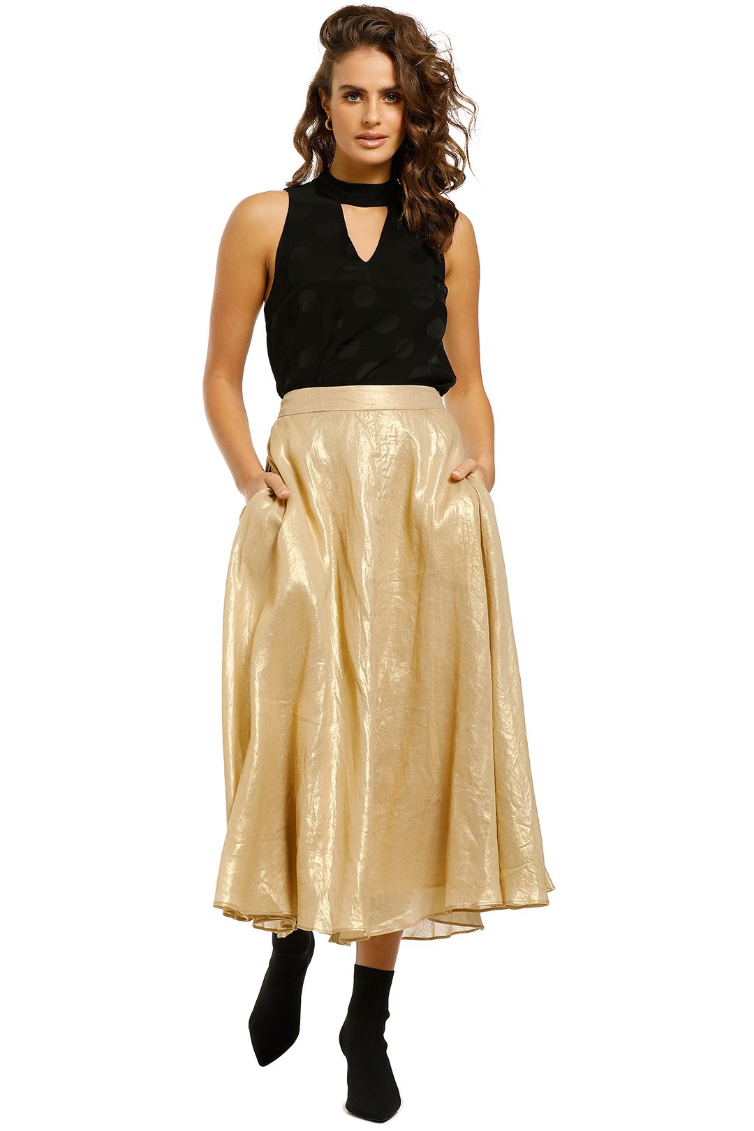 gold skirt with bow