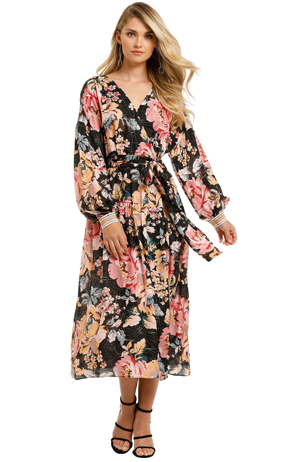 Floral Charts Wrap Dress by Ginger and Smart to Buy | GlamCorner