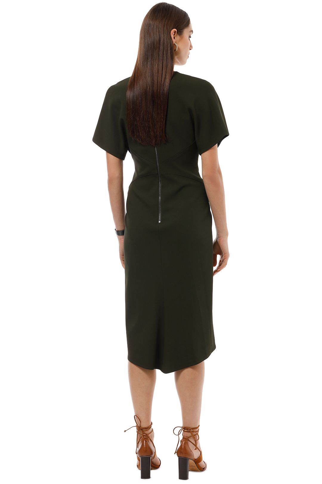Ginger and Smart - Endure Fitted Dress - Olive - Back
