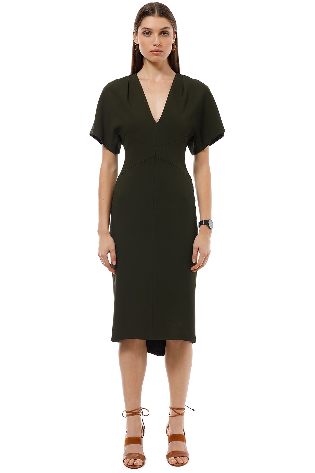 Ginger and Smart - Endure Fitted Dress - Olive - Front