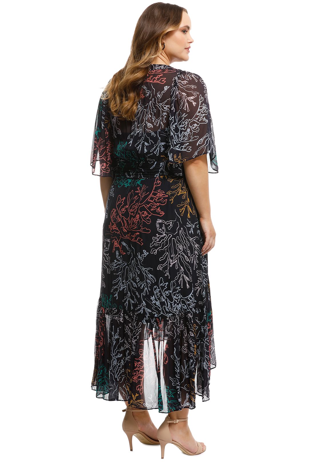 Ginger and Smart - Illustrate Wrap Dress - Black Print - Back