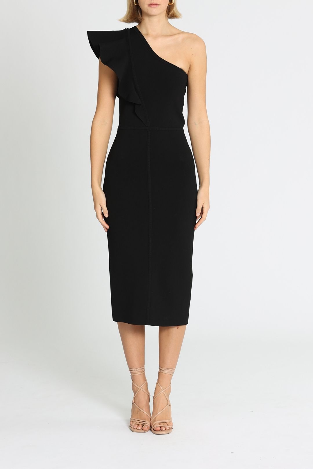 Ginger and Smart Anchor One Shoulder Dress Black