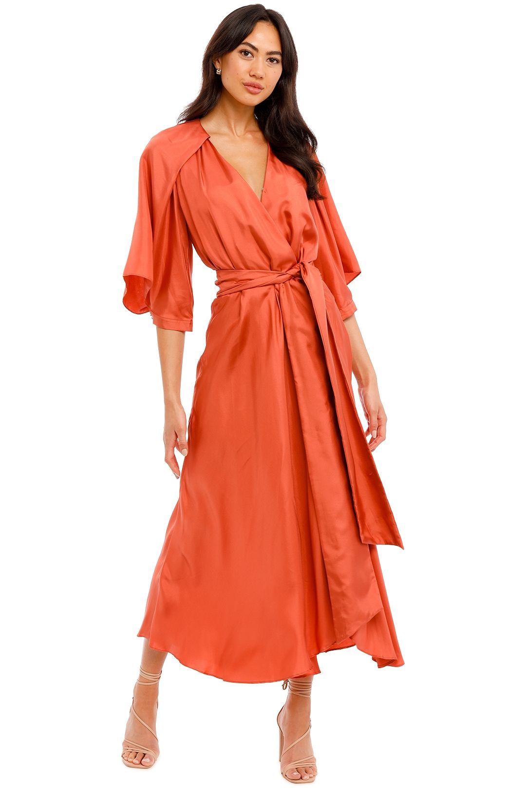 Ginger and Smart Blush Wrap Dress Sunset Pink red