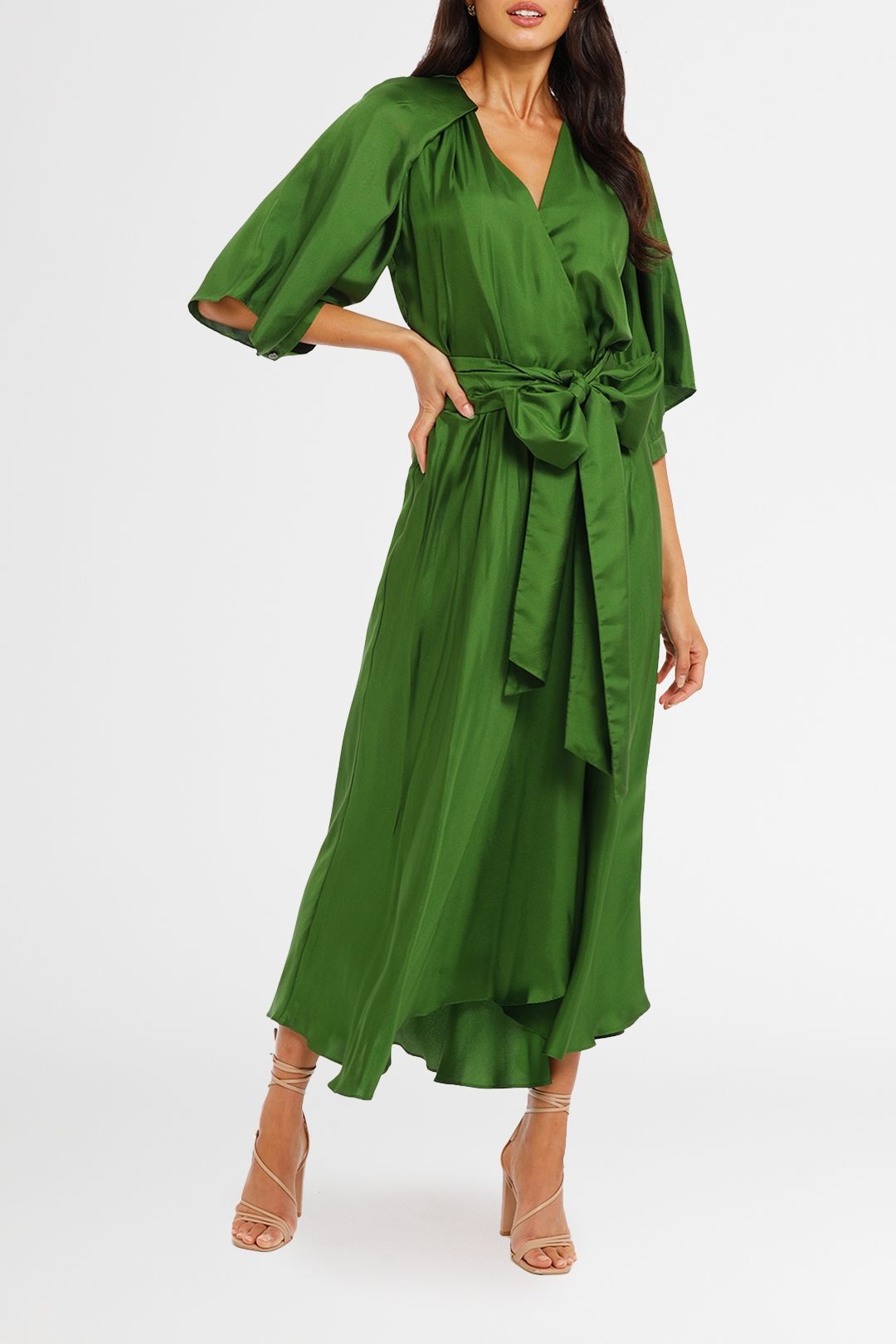 Ginger and Smart Easel Wrap Dress in Fern MIDI
