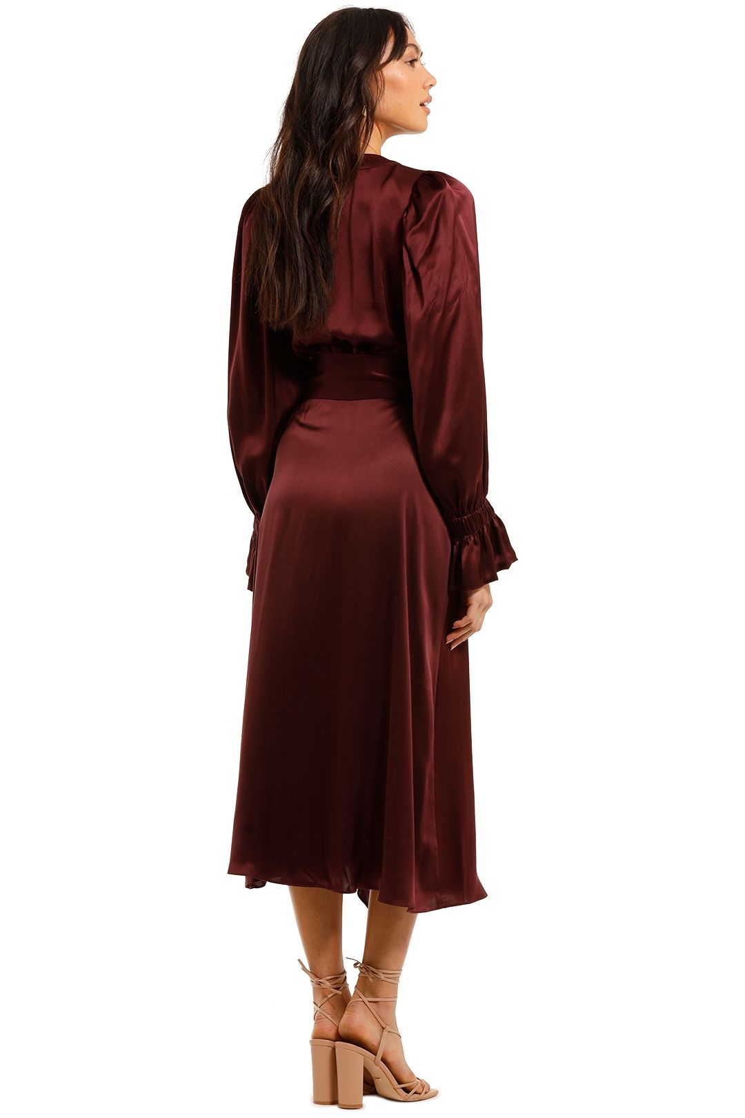 Ginger and Smart Molten Wrap Dress Burgundy Asymmetric Skirt