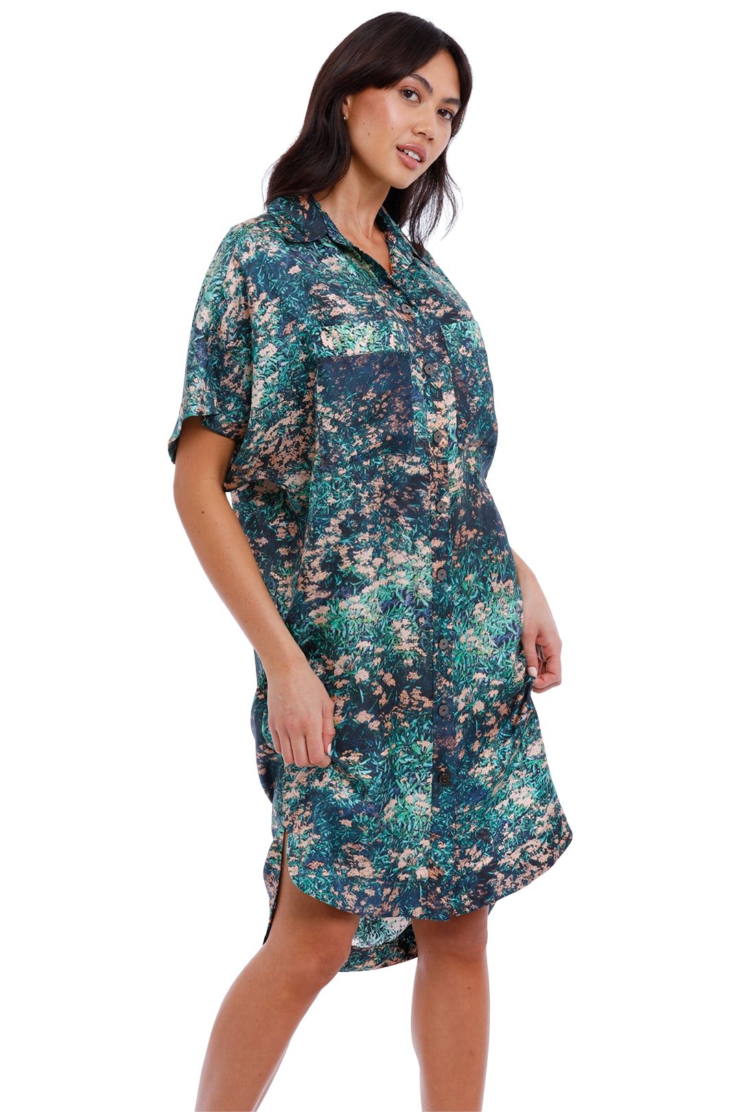 Ginger and Smart Night Grass Mini Shirt Dress Abstract Print