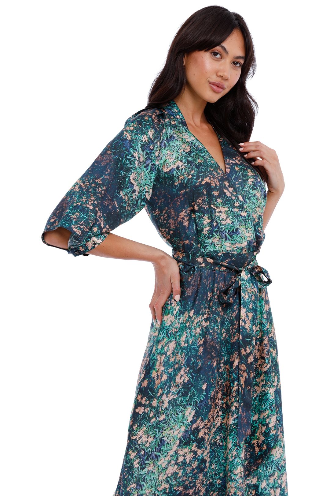 Ginger and Smart Night Grass Wrap Dress 3/4 Sleeves