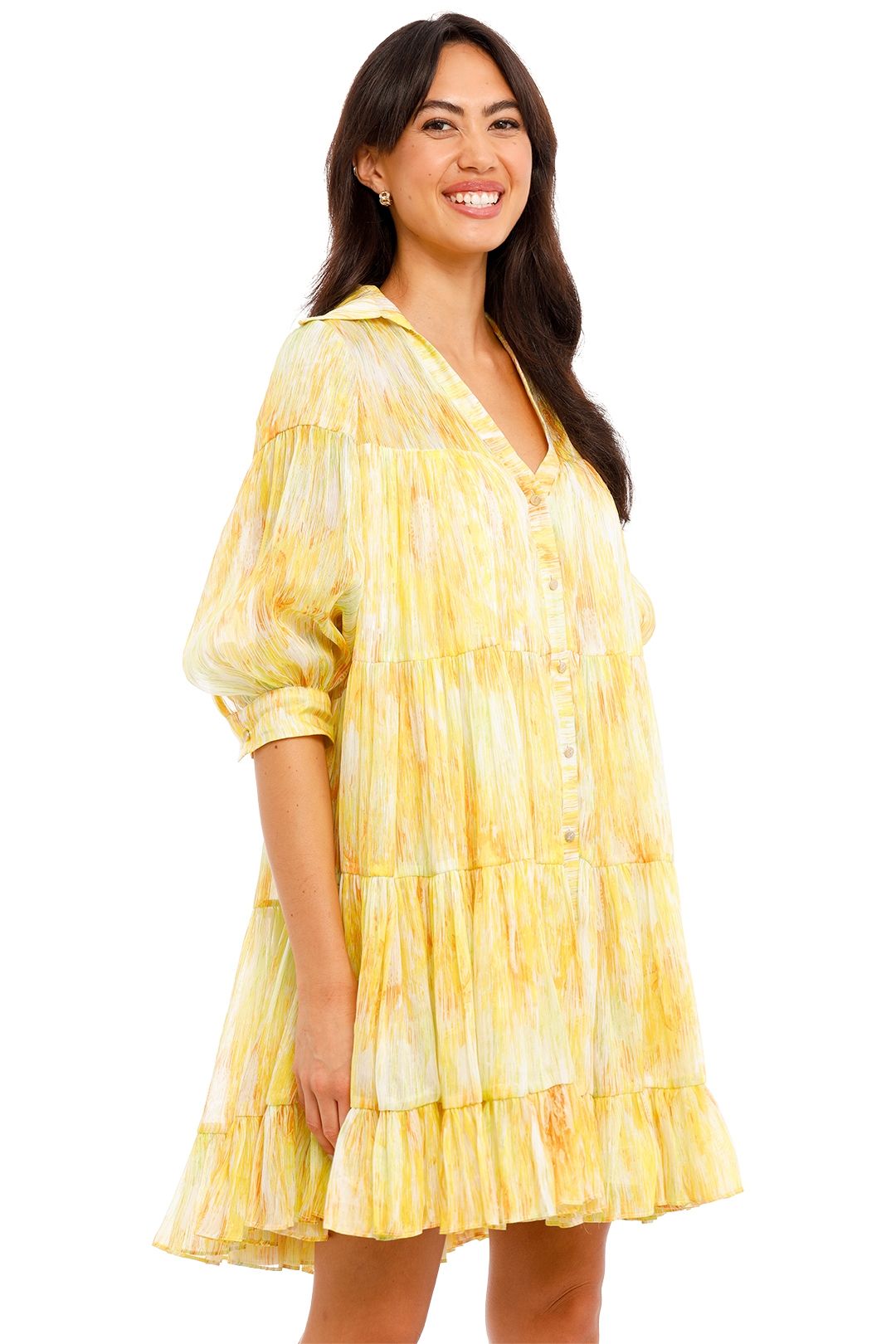 Ginger and Smart Radiate Mini Dress Sunshine Yellow v neck