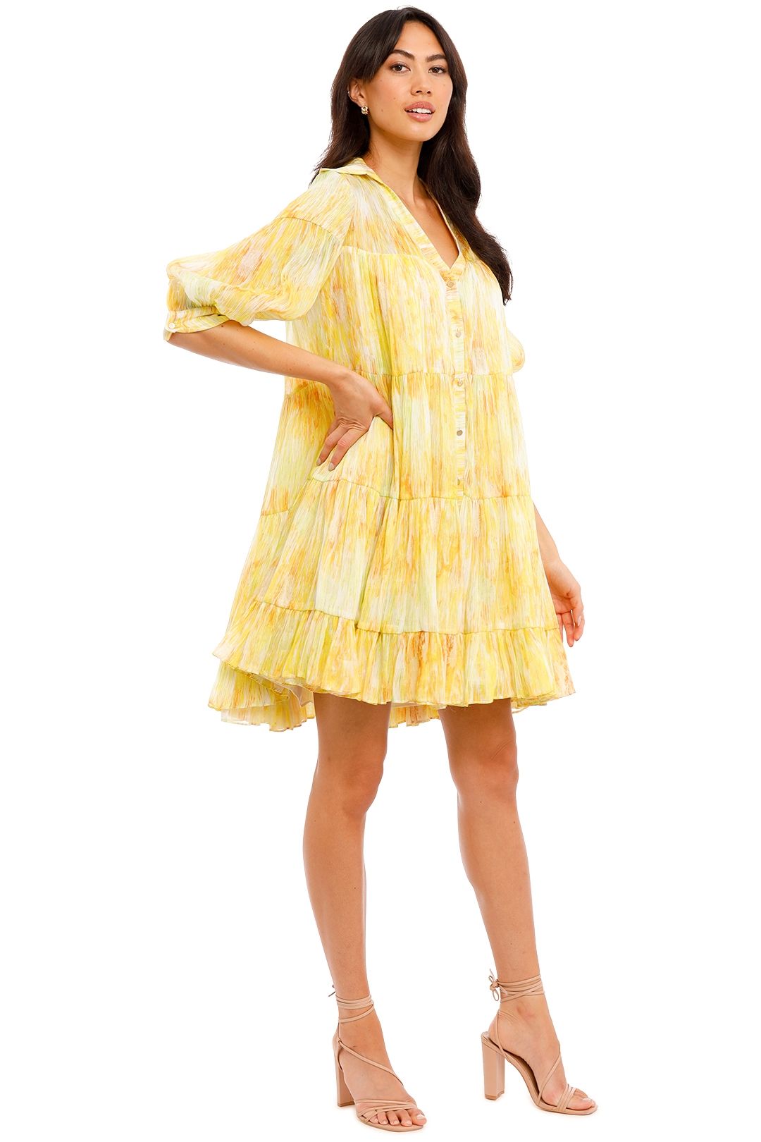 Ginger and Smart Radiate Mini Dress Sunshine Yellow print