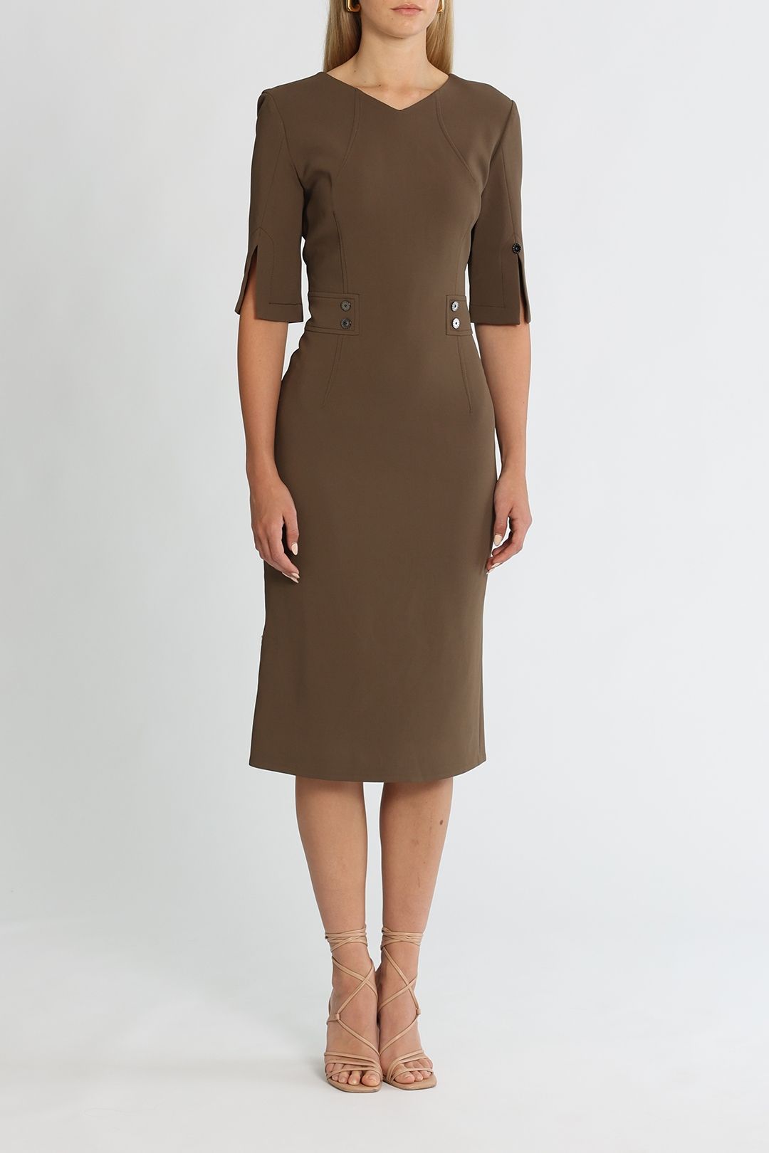 Ginger and Smart Structured Dress Tobacco Midi