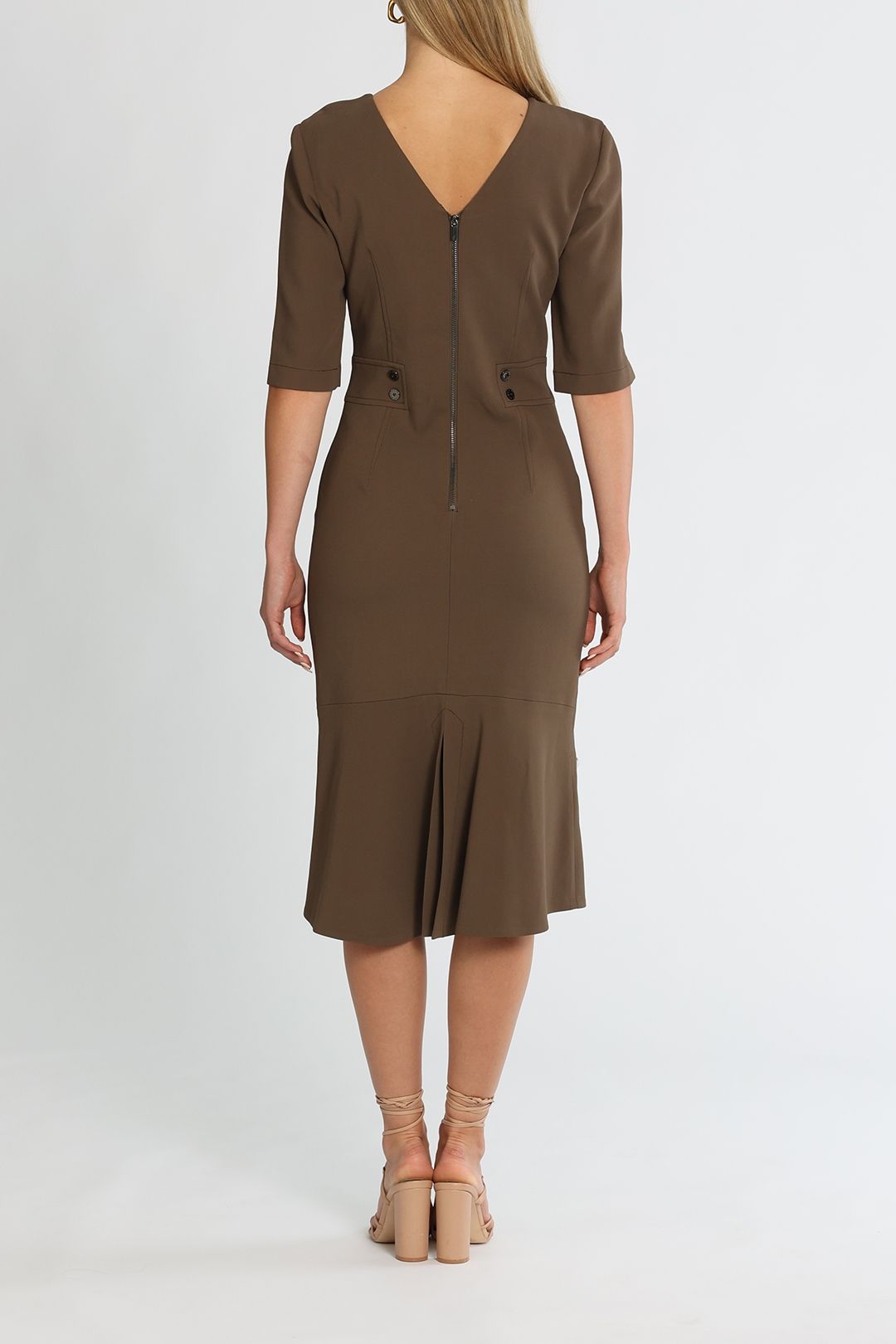 Ginger and Smart Structured Dress Tobacco Peplum