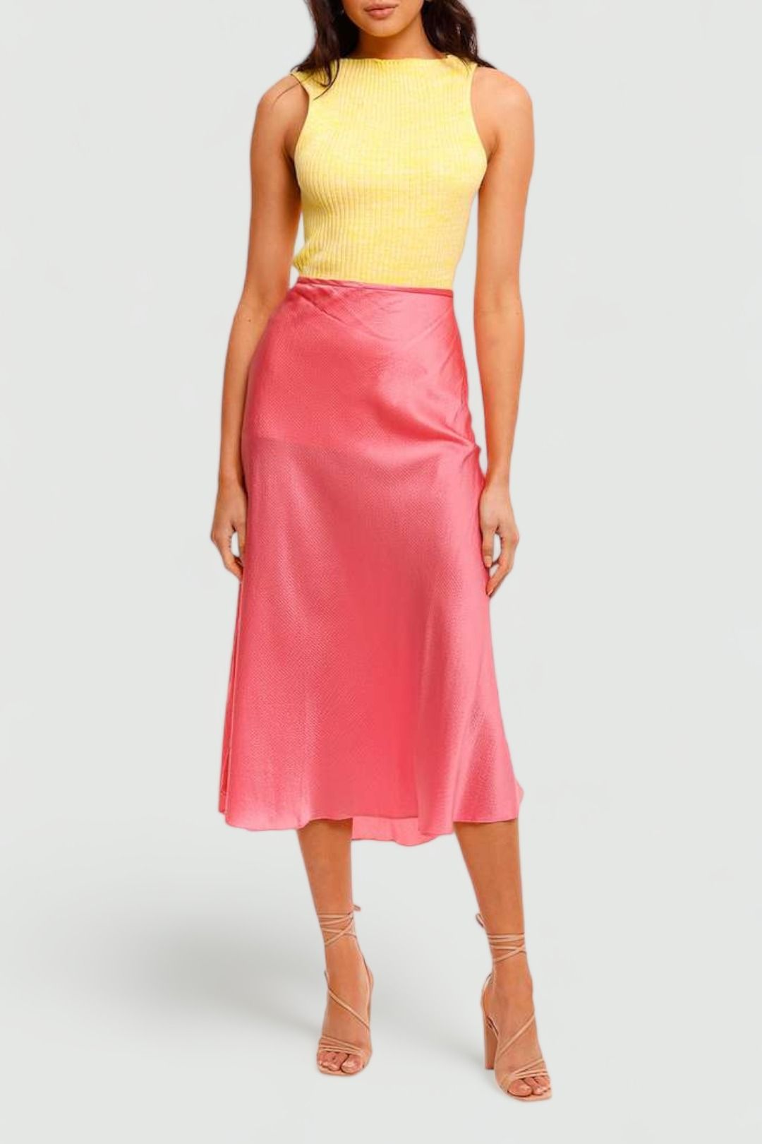 Ginia Cardi Silk Pink Skirt midi