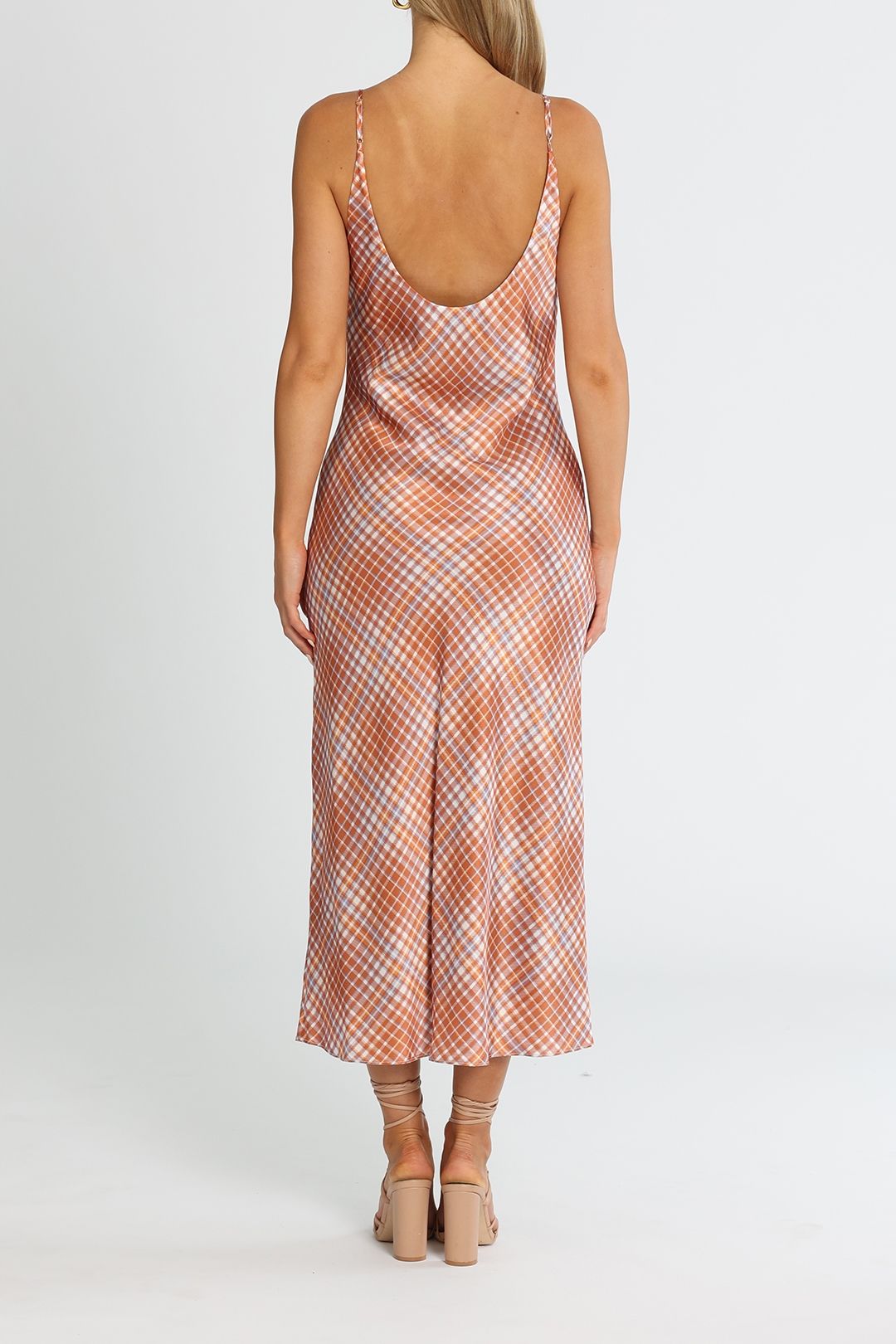 Ginia Remi Slip Dress Prism Check Scoop Back
