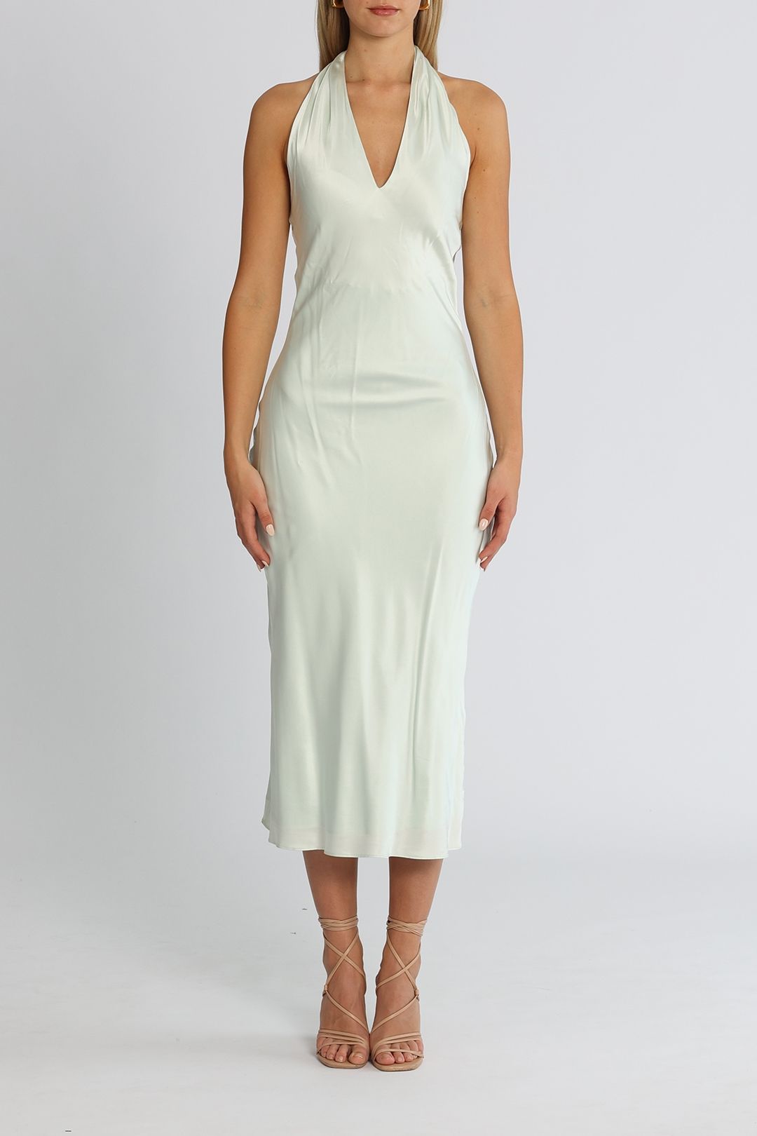 Ginia Willow Silk Midi Halterneck Dress Breeze