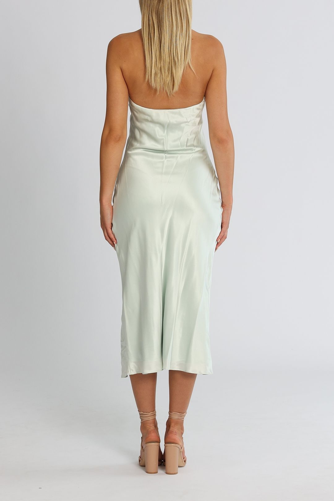 Ginia Willow Silk Midi Halterneck Dress Breeze Open Back