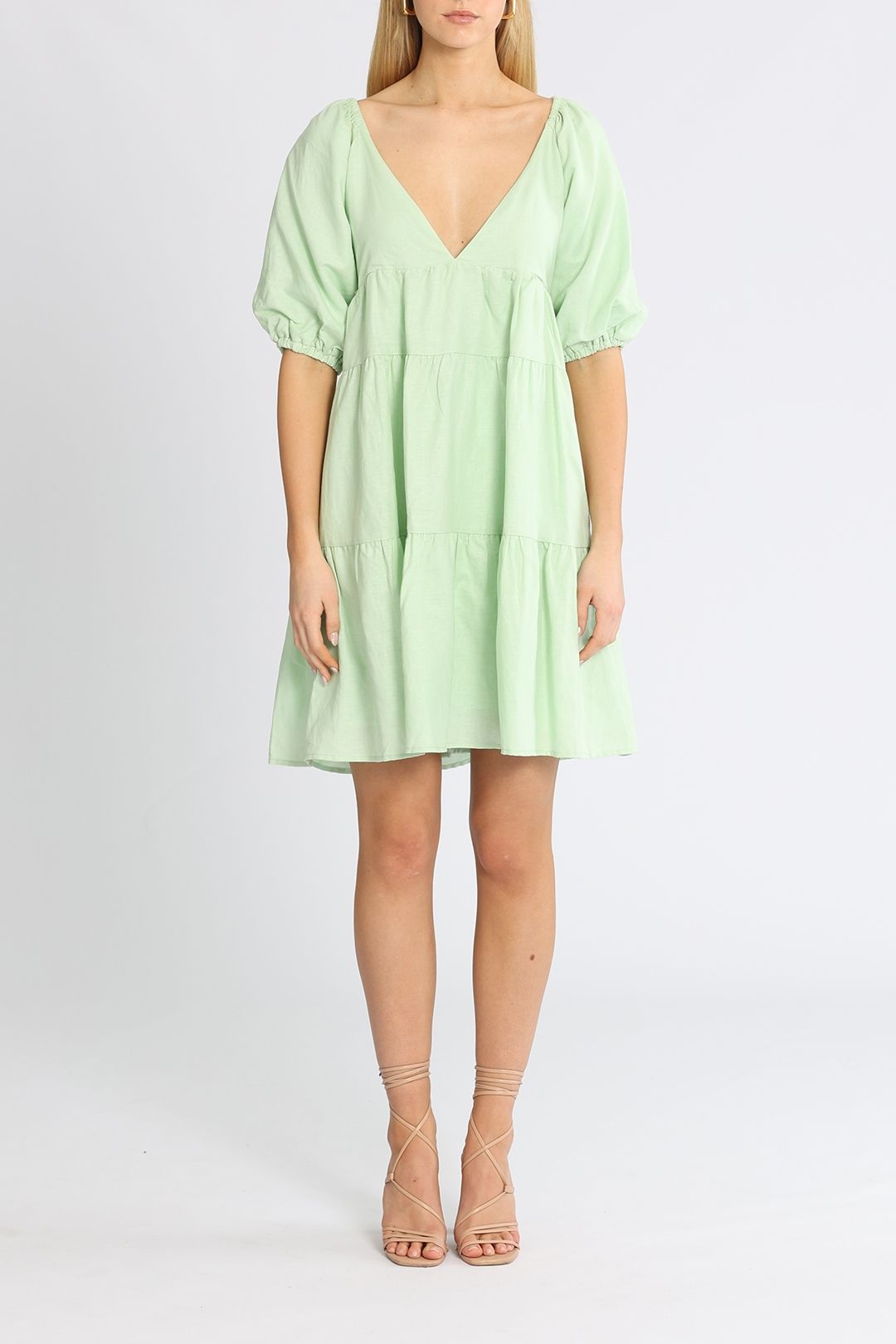 Girl And The Sun Marlow Mini Dress Plunging Neckline