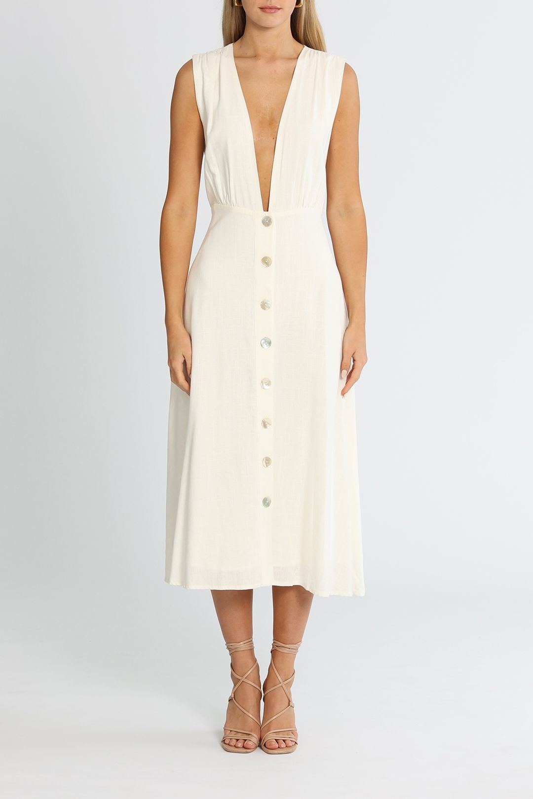 Girl and the Sun Portofino White Sleeveless Midi Dress