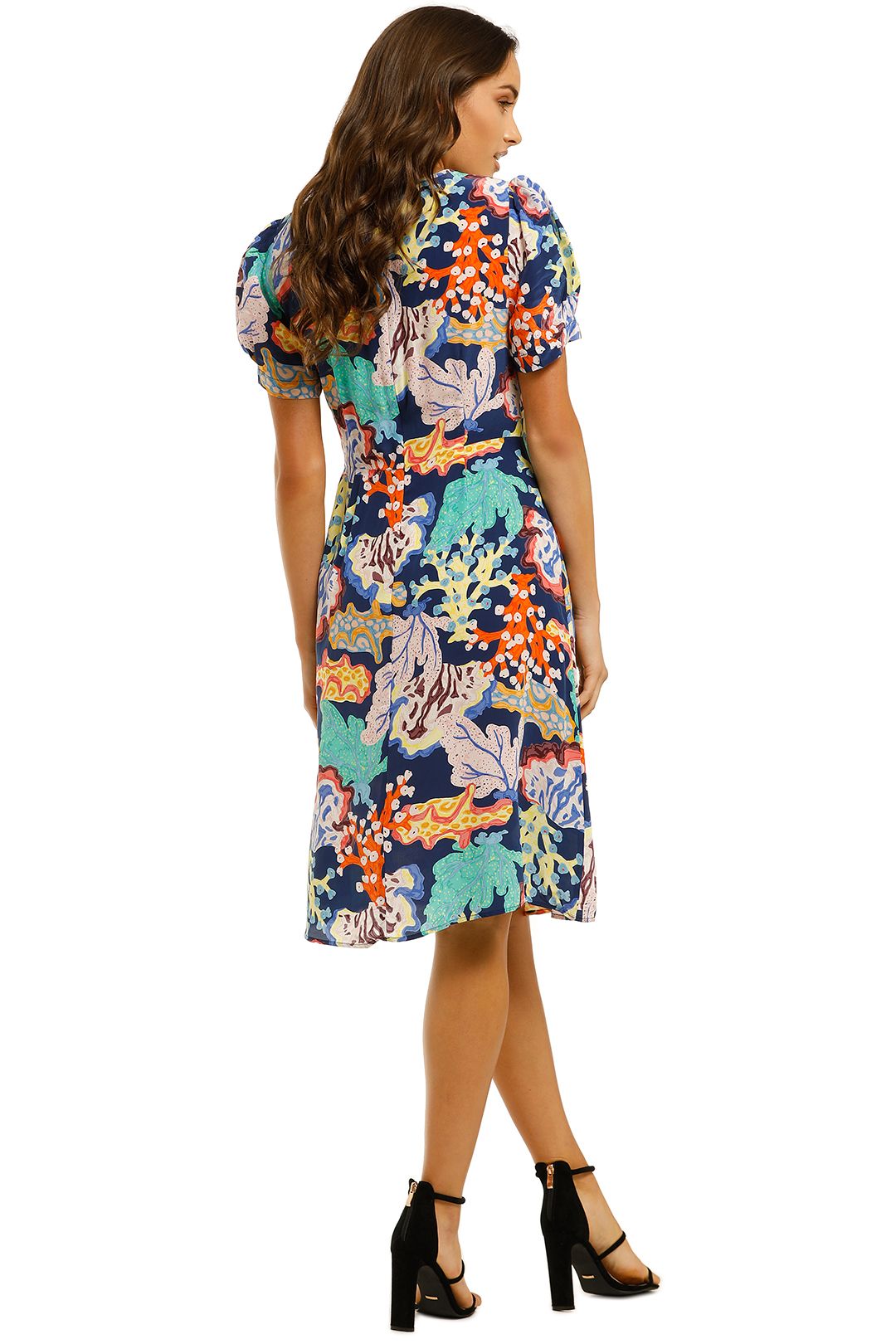 Gorman-Floral-Coral-Dress-Multi-Back