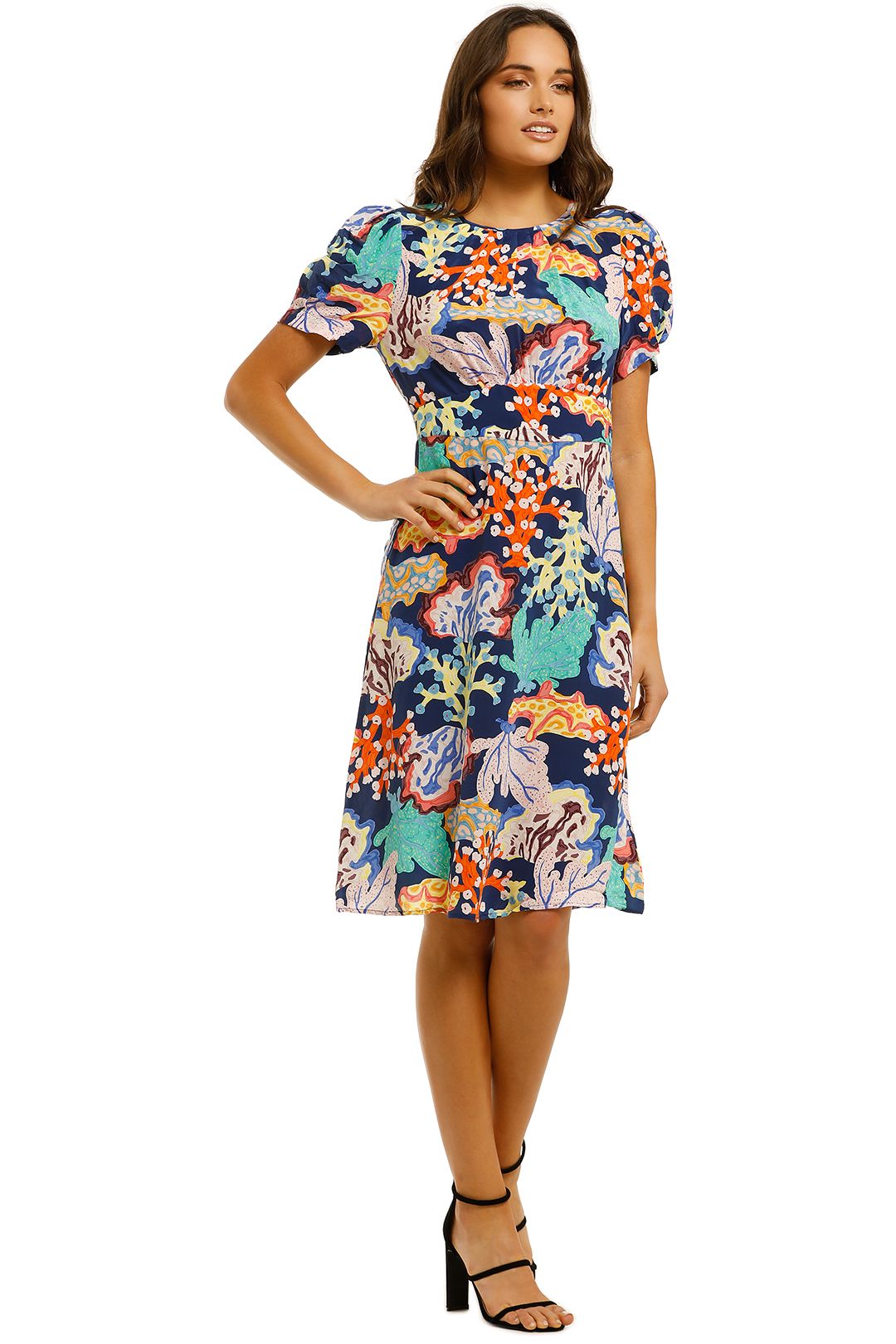 Gorman-Floral-Coral-Dress-Multi-Side