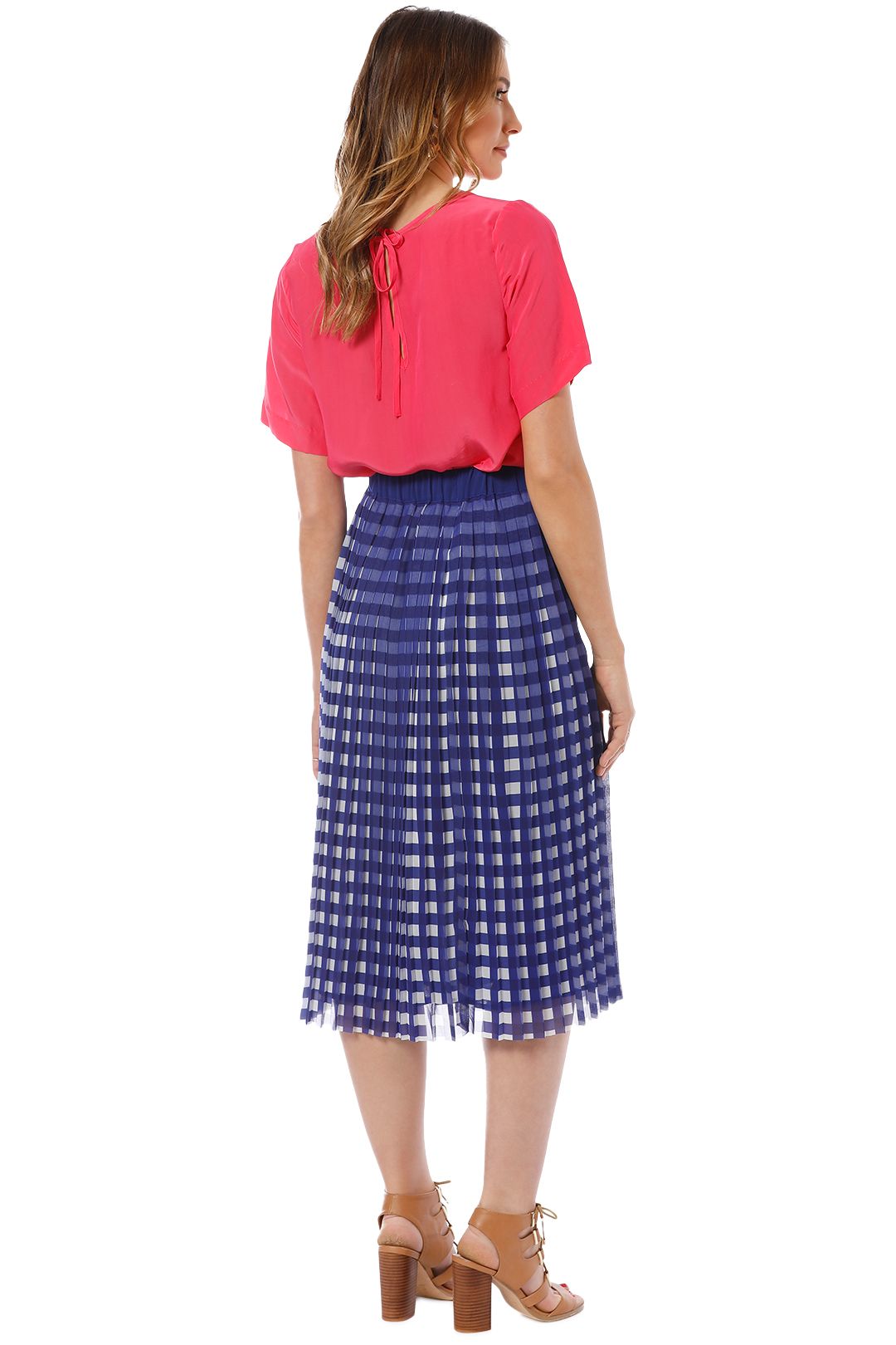 Gorman - Kinetic Pleat Skirt - Blue - Back