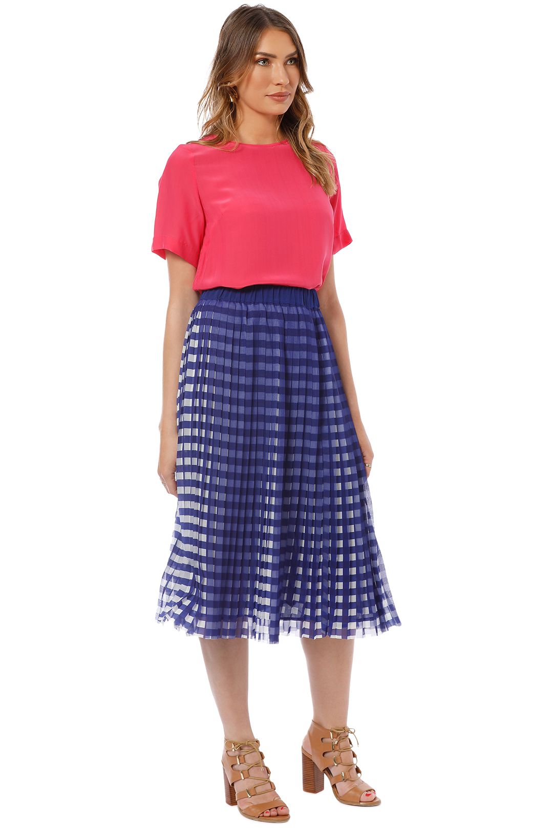 Gorman - Kinetic Pleat Skirt - Blue - Side