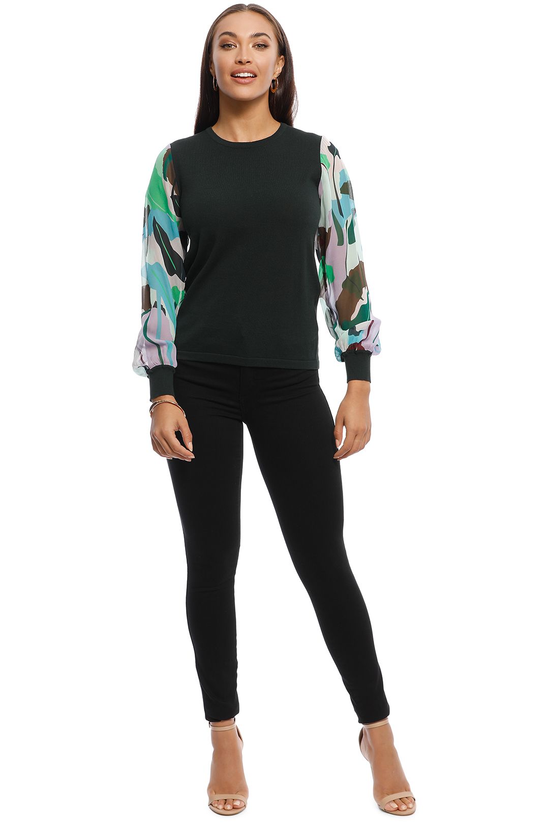 Gorman - Philodendron Knit Top - Black - Front
