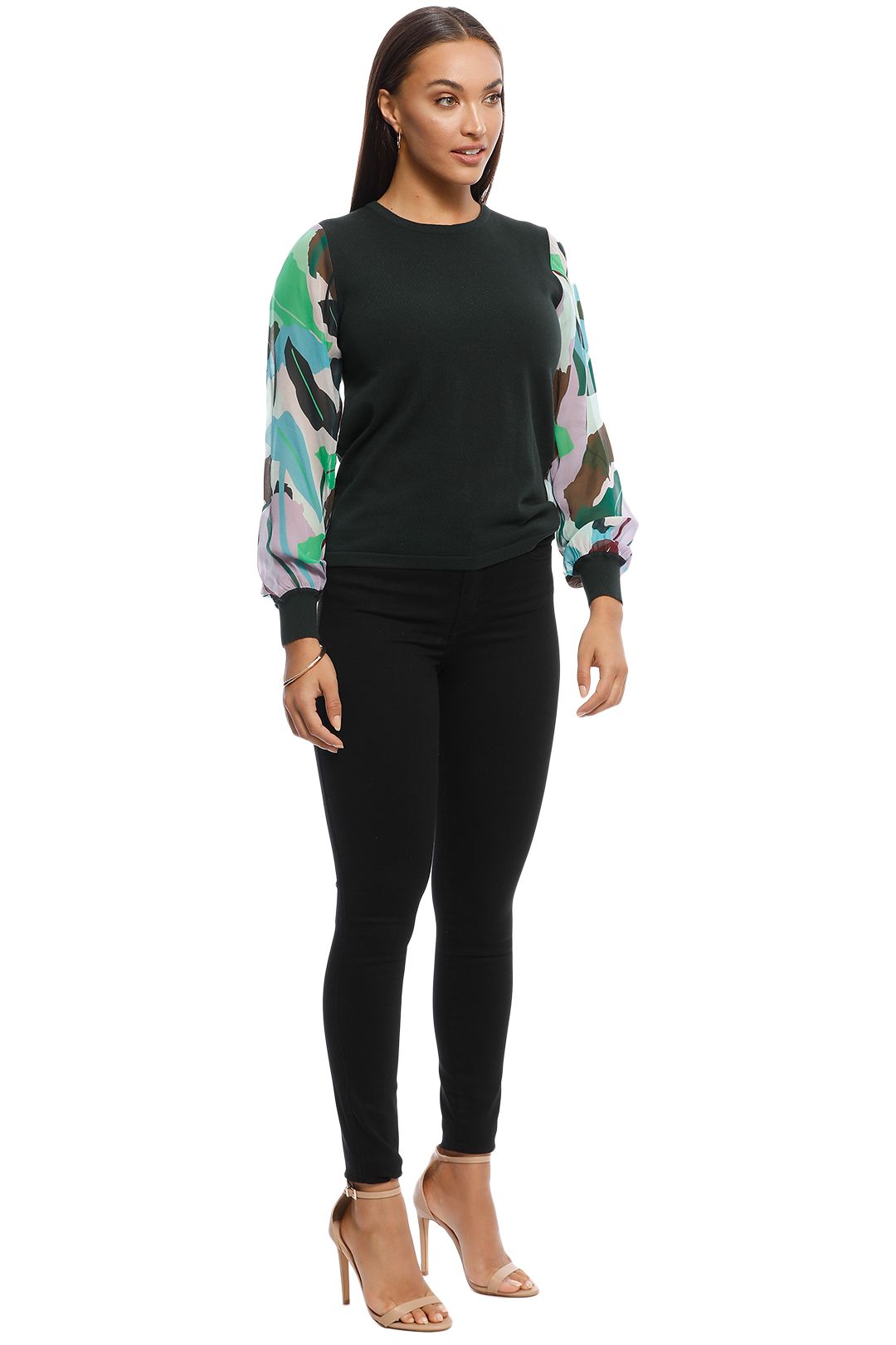 Gorman - Philodendron Knit Top - Black - Side